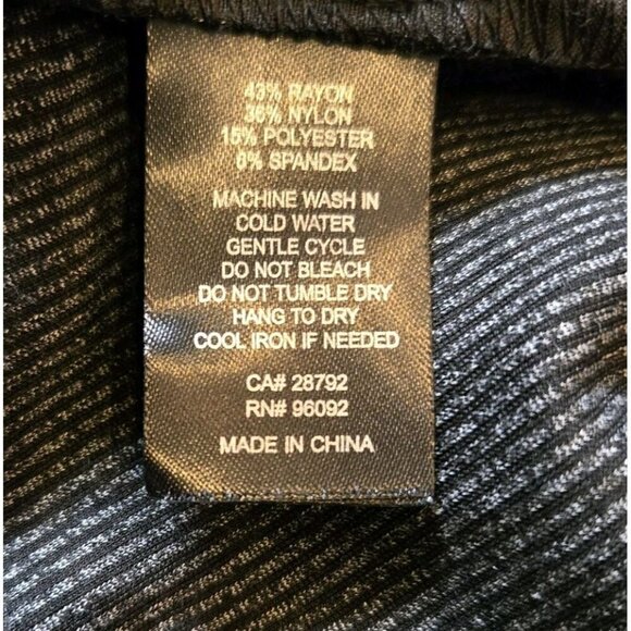 Dalia Black Gray Flat Front Pin Striped 10 Zipper Front Pockets Womans Pants - Picture 8 of 9